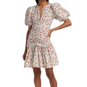 NWT byTiMo Festive Cotton White Mini Dress Women's Size Small Floral Poppy